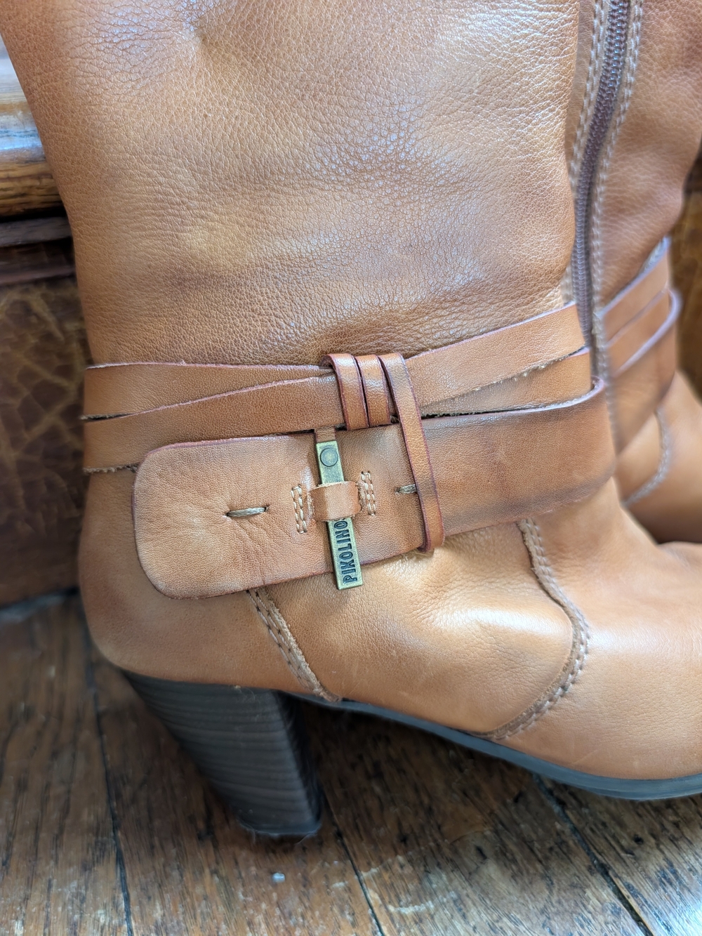 PIKOLINOS Chestnut Leather Tall Riding Heeled Boots - Picture 4 of 10